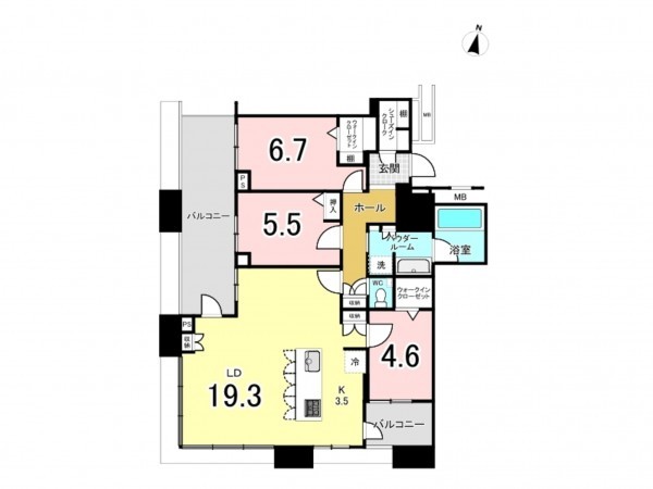 福岡市東区香椎照葉、マンションの間取り画像です