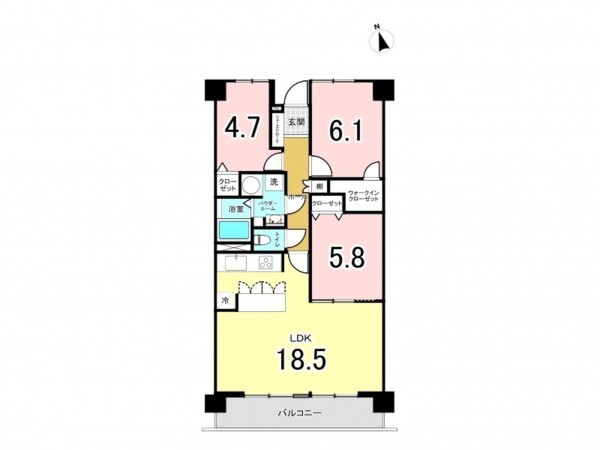 古賀市天神、マンションの間取り画像です