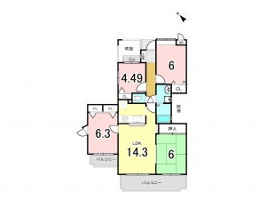 福岡市東区香住ヶ丘、マンションの間取り画像です