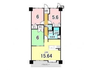福岡市東区三苫、マンションの間取り画像です