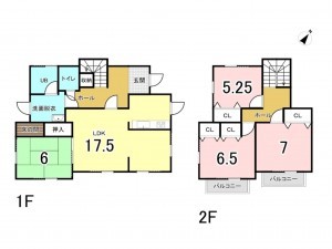 糟屋郡新宮町上府、中古一戸建ての間取り画像です