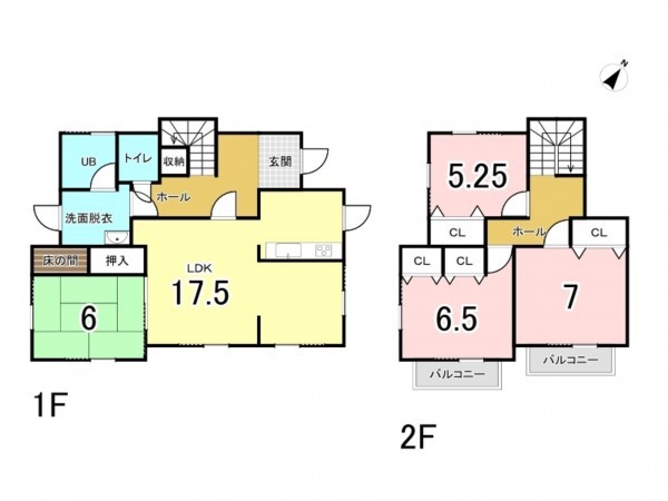 糟屋郡新宮町上府、中古一戸建ての間取り画像です