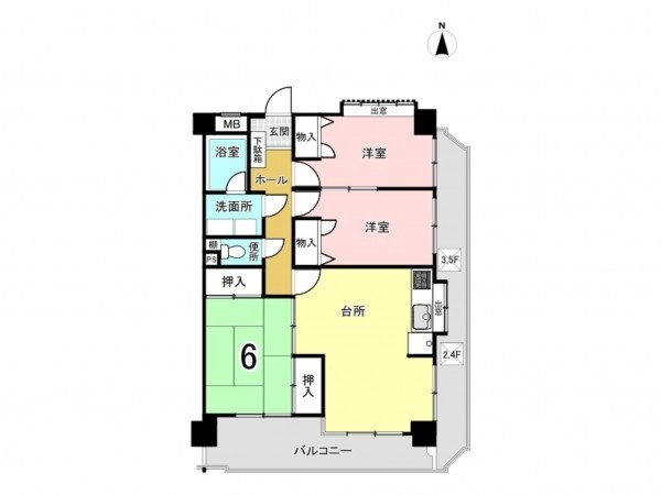 福岡市東区八田、マンションの間取り画像です