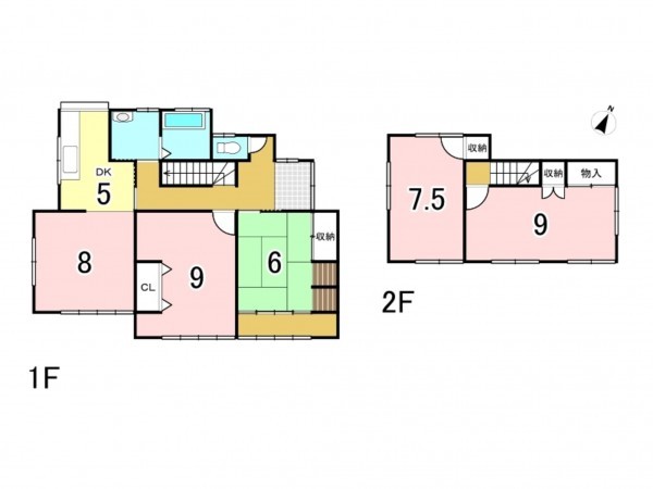 古賀市小竹、中古一戸建ての間取り画像です