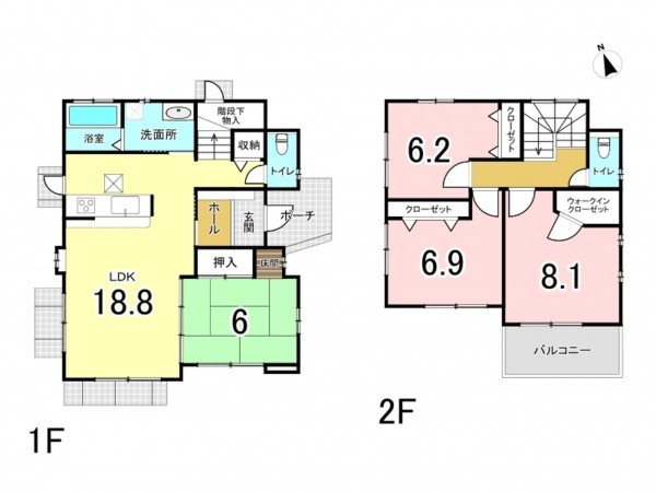 福津市西福間、中古一戸建ての間取り画像です