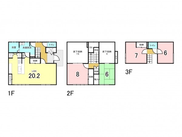 福津市西福間、中古一戸建ての間取り画像です
