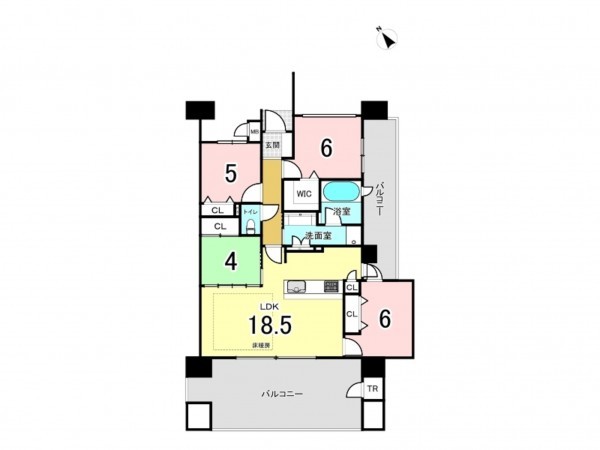 福岡市東区奈多、マンションの間取り画像です