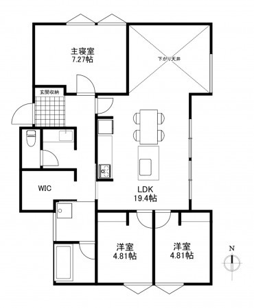 古賀市川原、新築一戸建ての間取り画像です