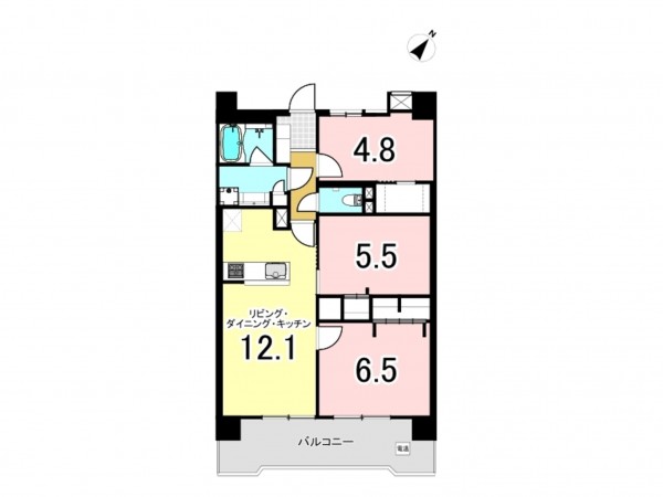 福岡市東区原田、マンションの間取り画像です