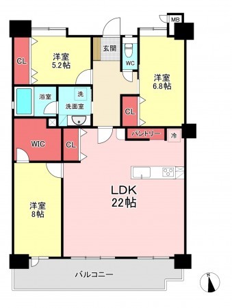 古賀市今の庄、マンションの間取り画像です