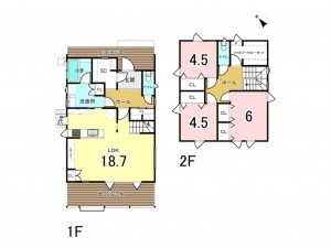 福津市津屋崎、中古一戸建ての間取り画像です