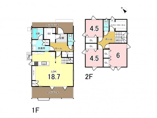 福津市津屋崎、中古一戸建ての間取り画像です