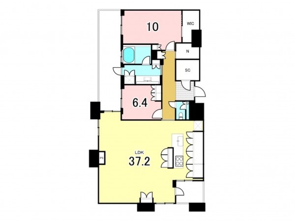 福岡市東区香椎照葉、マンションの間取り画像です