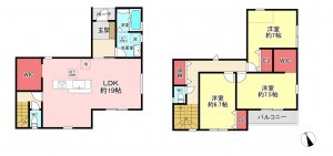 福津市花見の里、新築一戸建ての間取り画像です