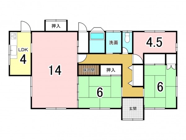 宗像市自由ケ丘、中古一戸建ての間取り画像です