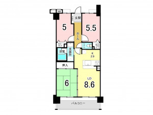宗像市赤間、マンションの間取り画像です