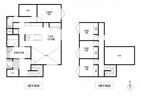 古賀市久保、新築一戸建ての間取り画像です
