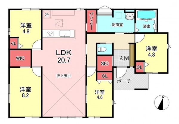 古賀市今の庄、新築一戸建ての間取り画像です