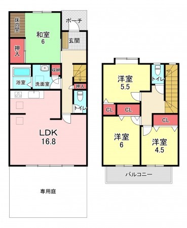 古賀市花鶴丘、マンションの間取り画像です
