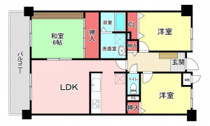 北九州市八幡西区則松、マンションの間取り画像です