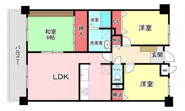 北九州市八幡西区則松、マンションの間取り画像です