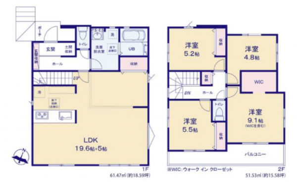 福岡市東区雁の巣、新築一戸建ての間取り画像です