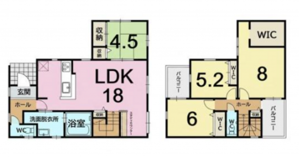 福岡市東区奈多、新築一戸建ての間取り画像です