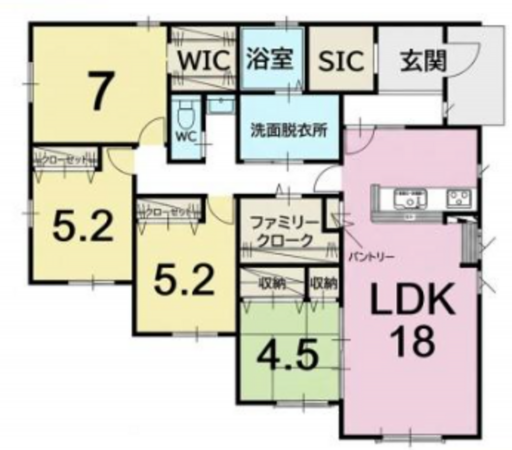 福岡市東区奈多、新築一戸建ての間取り画像です