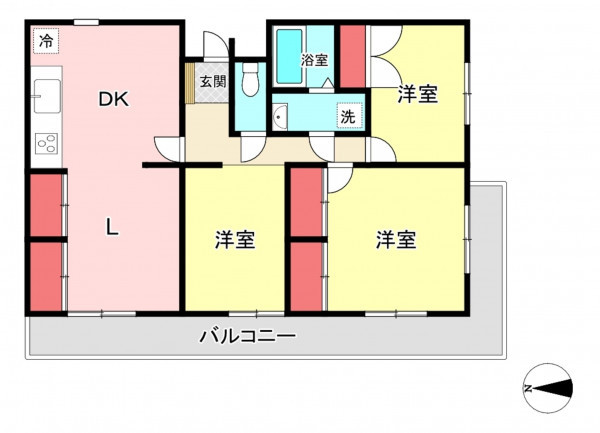 北九州市八幡西区美原町、マンションの間取り画像です