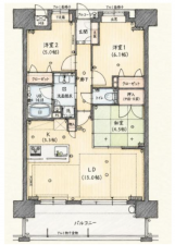 福岡市東区香椎浜、マンションの間取り画像です