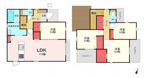 福津市福間南、新築一戸建ての間取り画像です