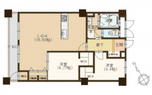 福岡市東区千早、マンションの間取り画像です