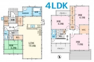 福岡市東区大岳、新築一戸建ての間取り画像です