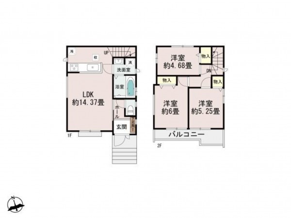 福岡市東区青葉、新築一戸建ての間取り画像です