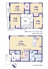 福岡市東区土井、新築一戸建ての間取り画像です