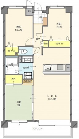 福岡市東区和白東、マンションの間取り画像です