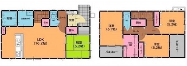 福岡市東区松香台、新築一戸建ての間取り画像です