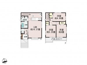 福岡市東区青葉、新築一戸建ての間取り画像です