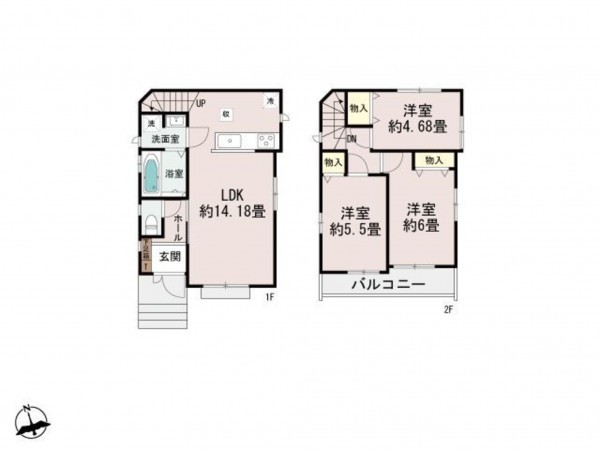 福岡市東区青葉、新築一戸建ての間取り画像です