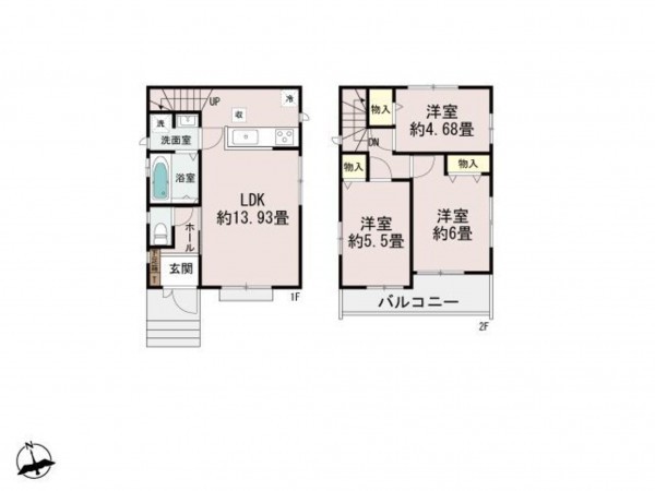 福岡市東区青葉、新築一戸建ての間取り画像です