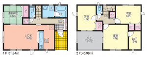 古賀市天神、新築一戸建ての間取り画像です