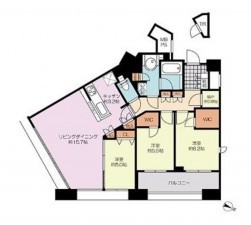 福岡市東区香椎照葉、マンションの間取り画像です