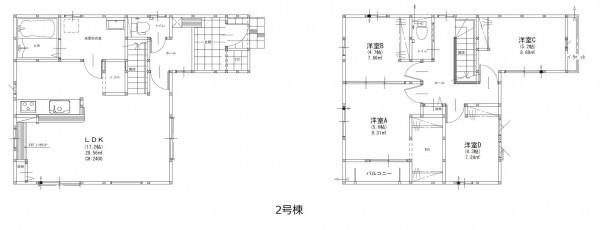 福岡市東区松崎、新築一戸建ての間取り画像です