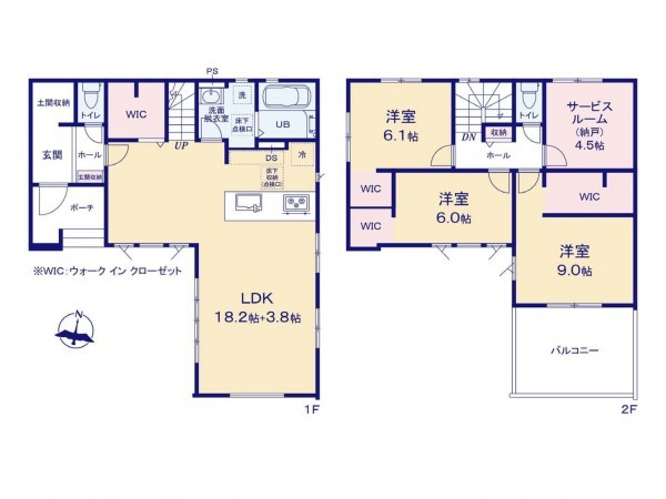 古賀市日吉、新築一戸建ての間取り画像です