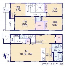 古賀市花見東、新築一戸建ての間取り画像です