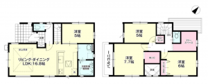 福岡市東区若宮、新築一戸建ての間取り画像です