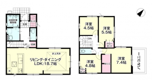 福岡市東区若宮、新築一戸建ての間取り画像です