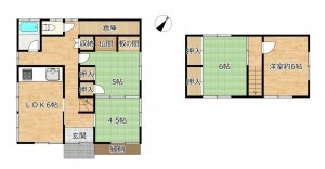古賀市青柳町、中古一戸建ての間取り画像です