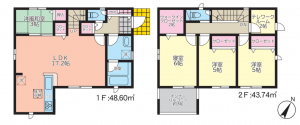 福岡市東区土井、新築一戸建ての間取り画像です