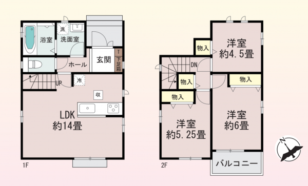 福岡市東区高美台、新築一戸建ての間取り画像です